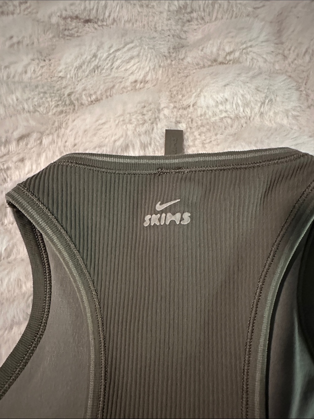 Nike SKIMS Olive Ribbed Racerback Tank Top - Picture 7 of 7